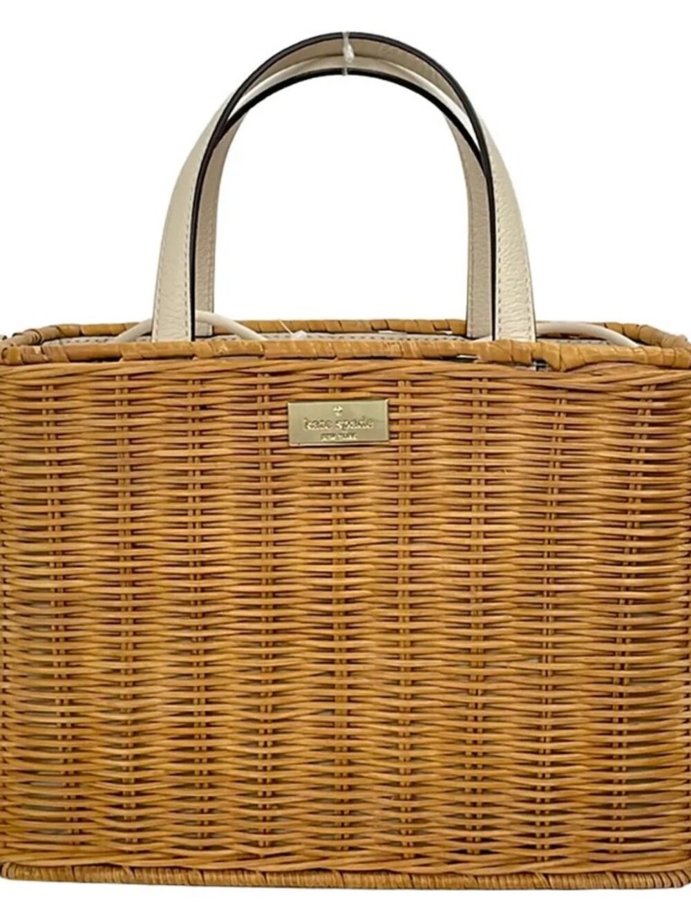 Kate spade Bloom Street Sam PXRU8523 Light Brown White Rattan Leather Handbag